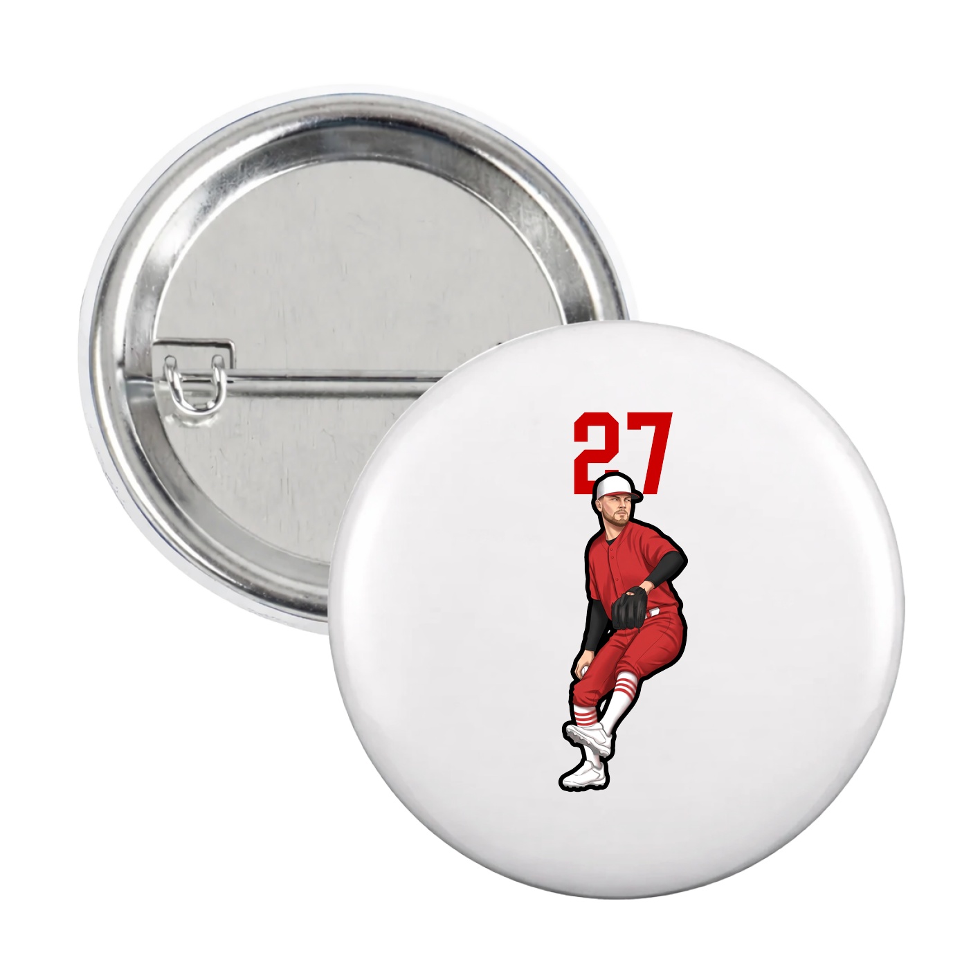 Game Day Button — Number Top in White