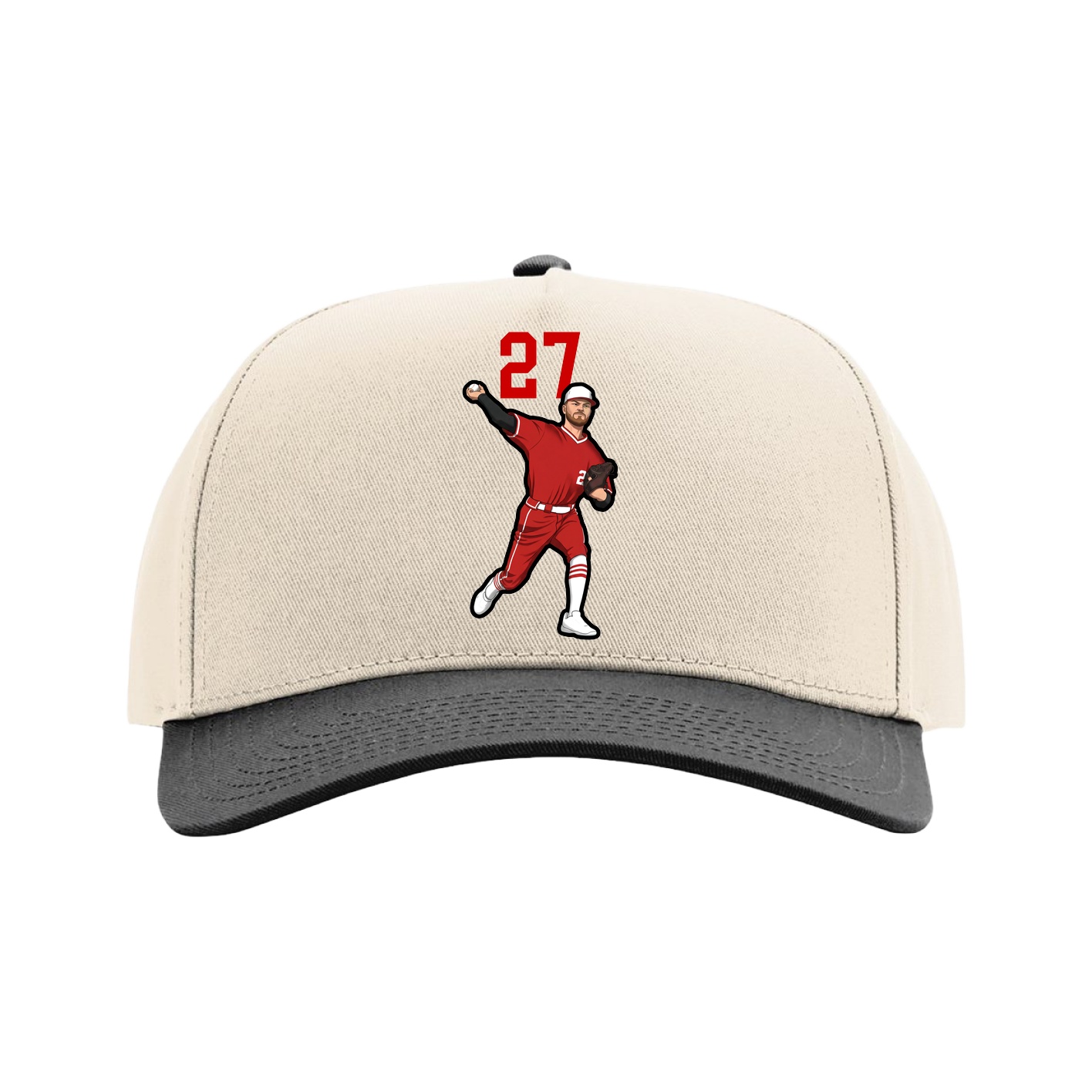 Full Fabric Five-Panel Champ Cap — Number Top in Cream/Black