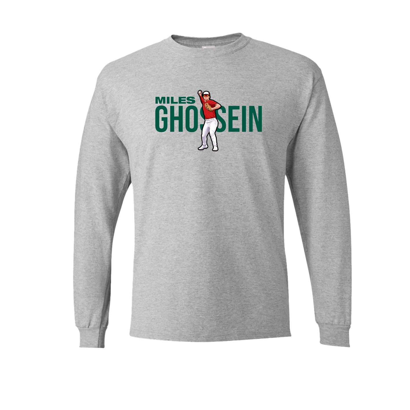 Long Sleeve Tee — Player Name in Grey