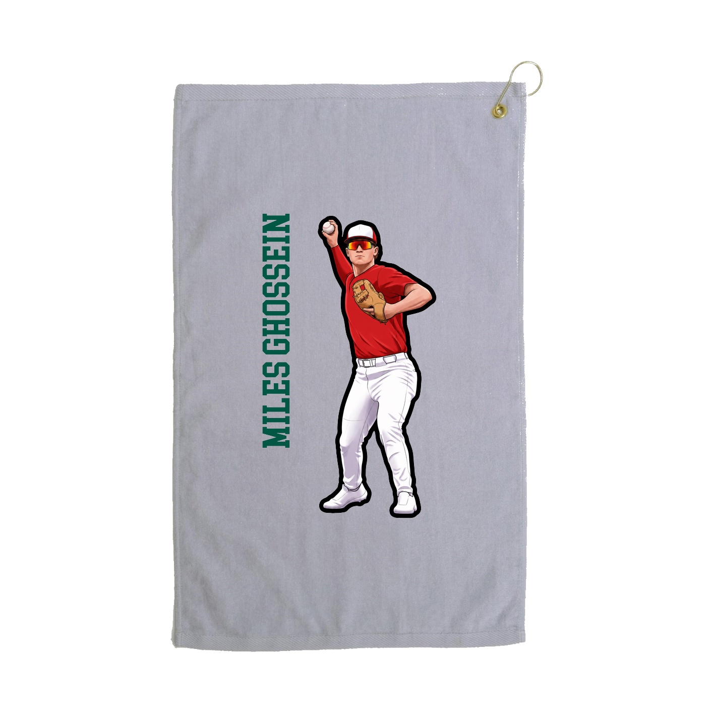 Golf Towel — Name Vertical in Grey