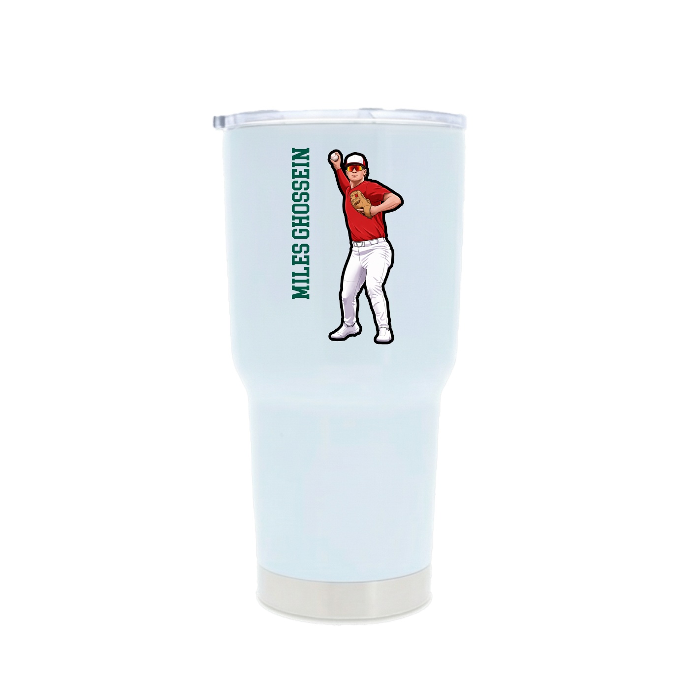 30oz Stainless Steel Tumbler — Name Vertical in White