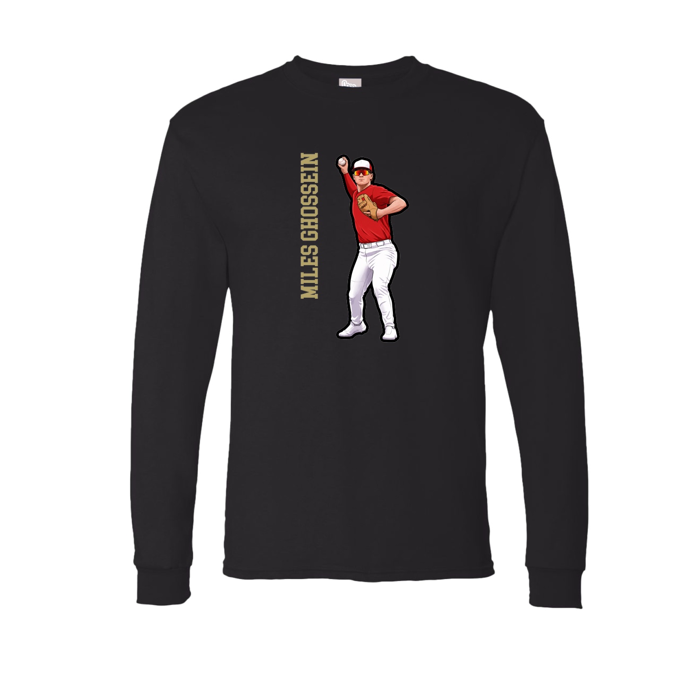 Long Sleeve Tee — Name Vertical in Black