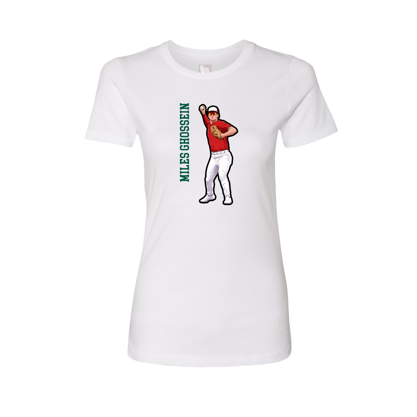 Fitted Women's Tee — Name Vertical in White
