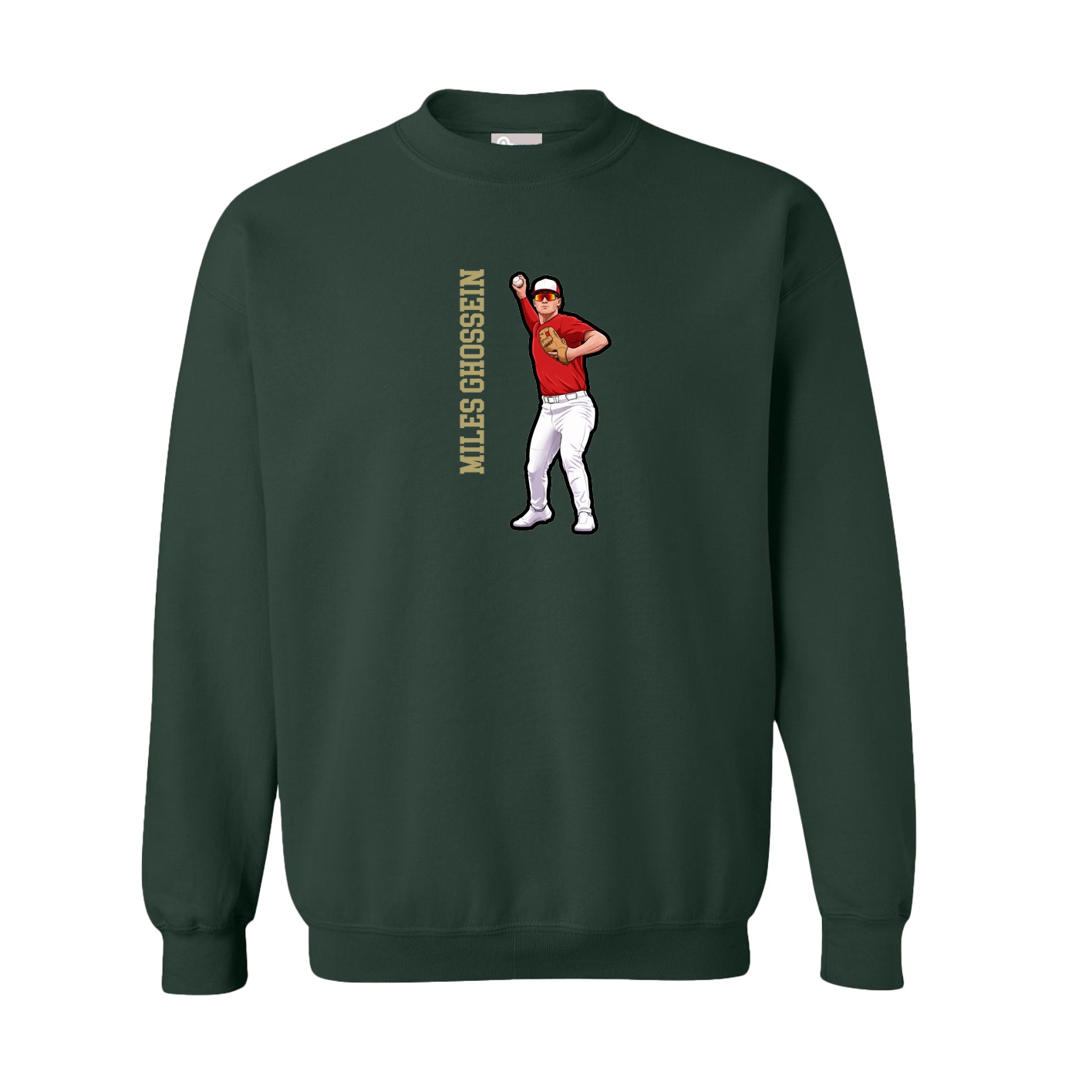 Fleece Crew — Name Vertical in Green