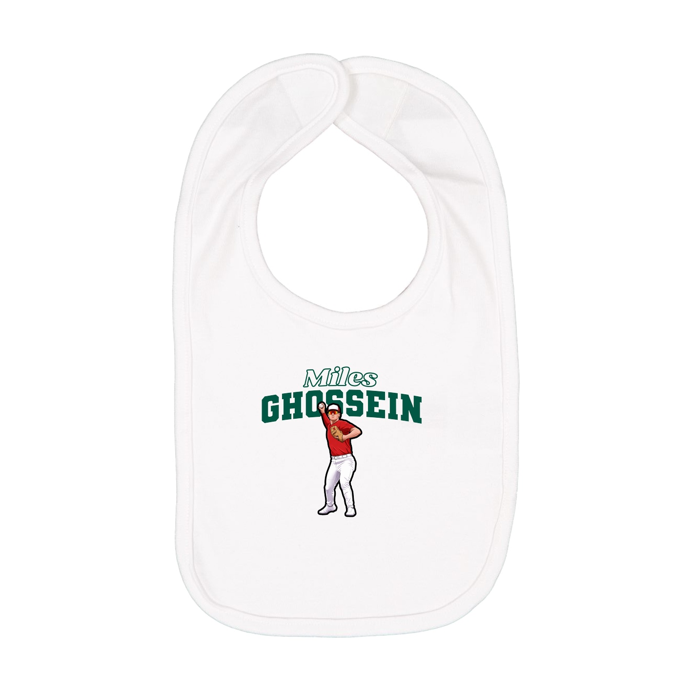 Infant Bib — Name Arch in White