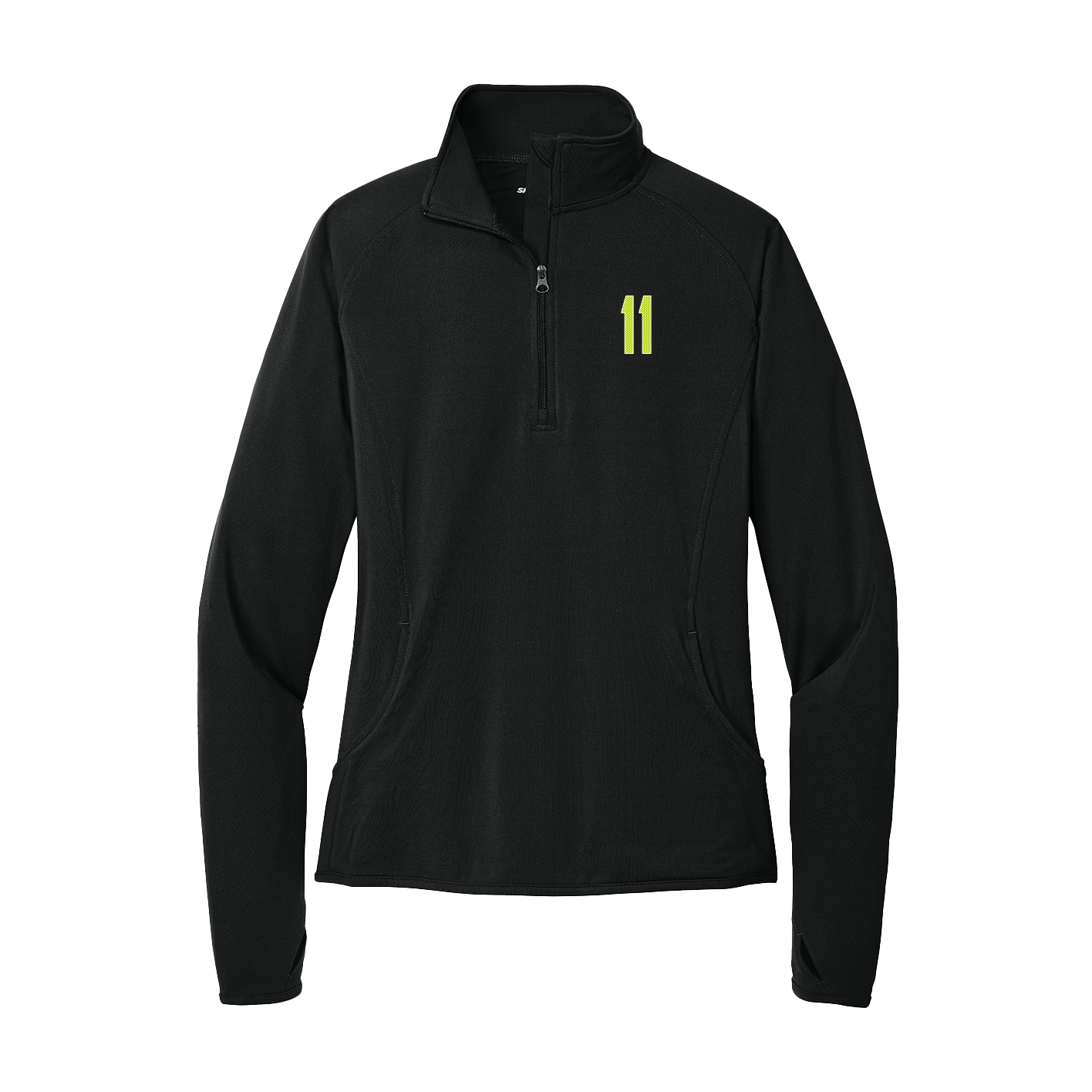 Women's Q-Zip Pullover — Front Shirsy in Black