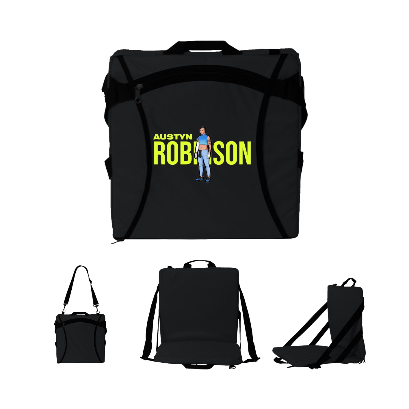 Folding Stadium Seat — Player Name in Black