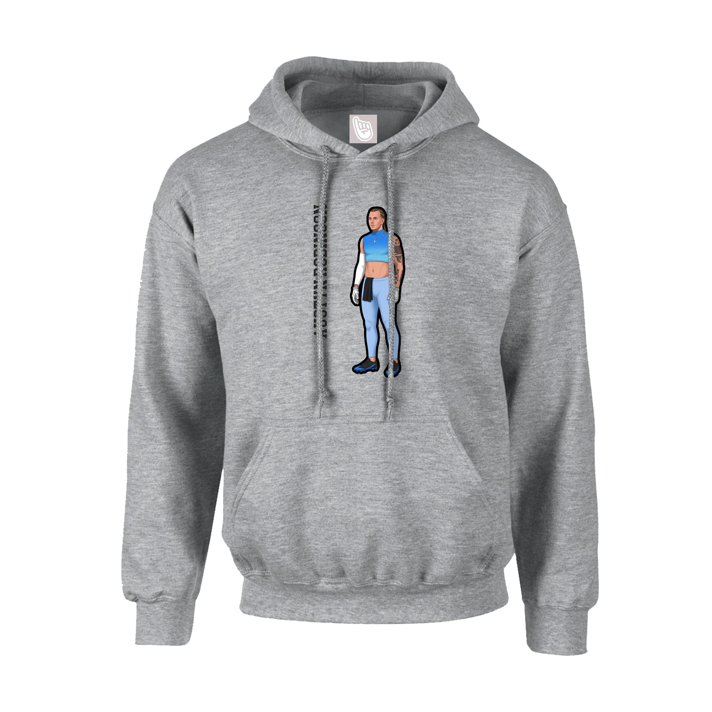 Youth Hoodie — Name Vertical in Grey