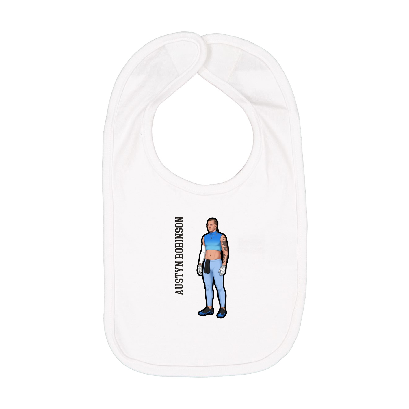 Infant Bib — Name Vertical in White