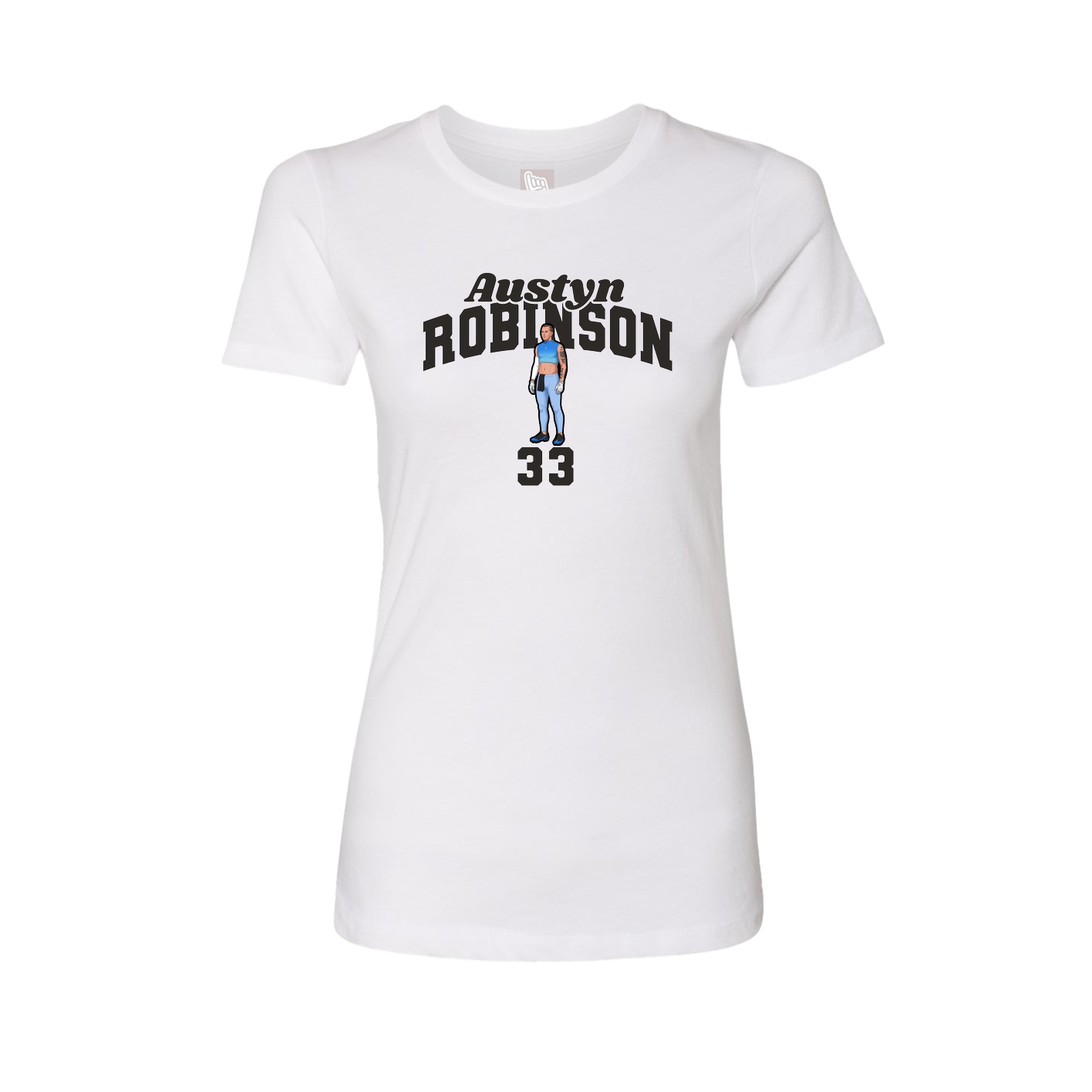 Fitted Women's Tee — Signature Arch in White