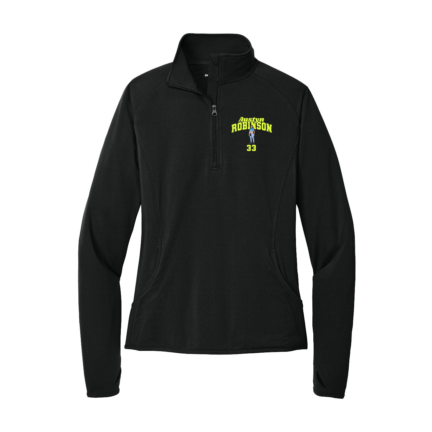 Women's Q-Zip Pullover — Signature Arch in Black