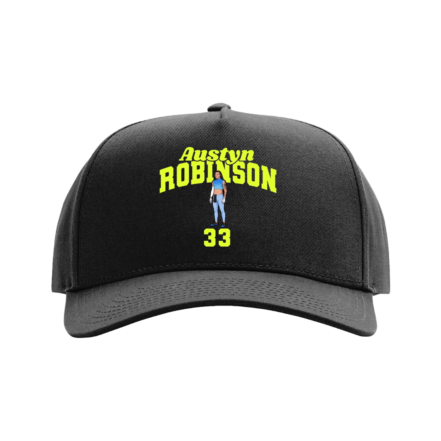 Full Fabric Five-Panel Champ Cap — Signature Arch in Black