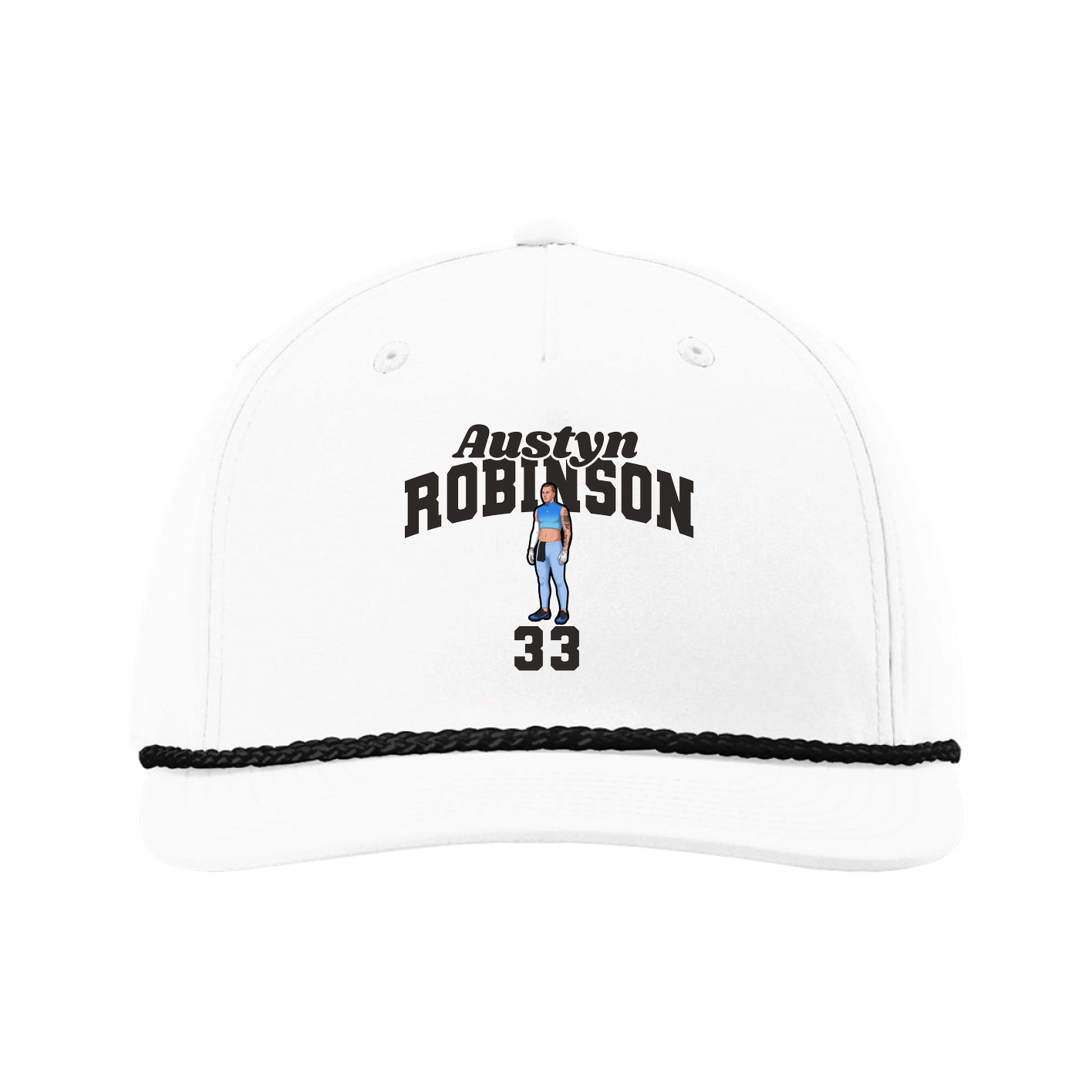 Five-Panel Classic Rope Cap — Signature Arch in White