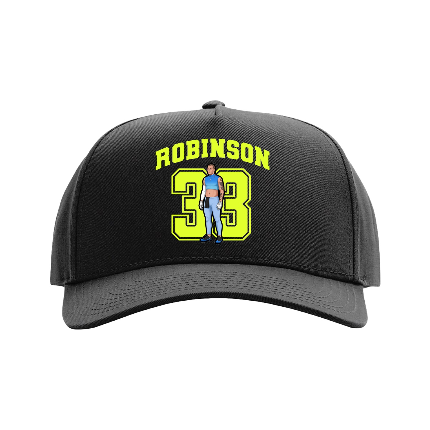 Full Fabric Five-Panel Champ Cap — Number in Black