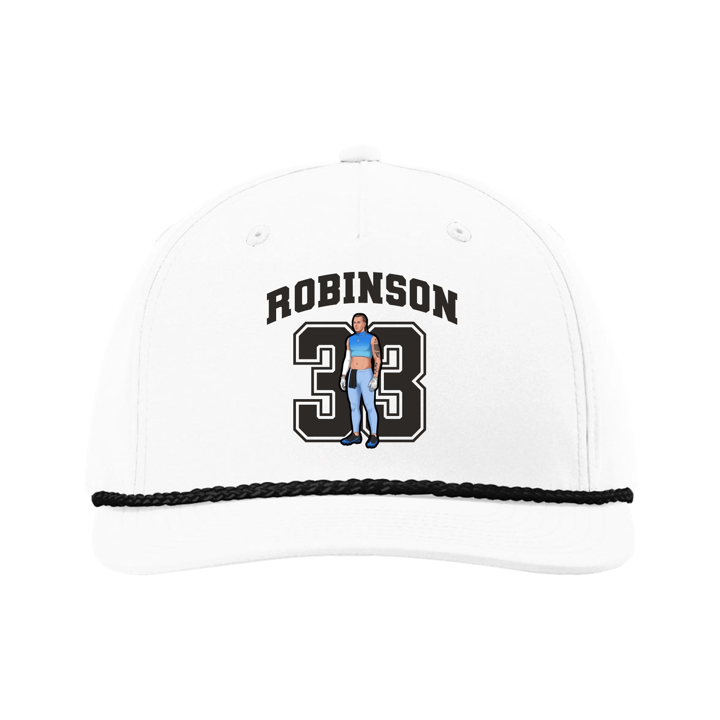 Five-Panel Classic Rope Cap — Number in White