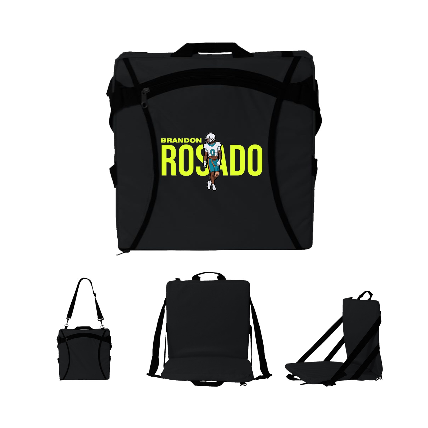 Folding Stadium Seat — Player Name in Black