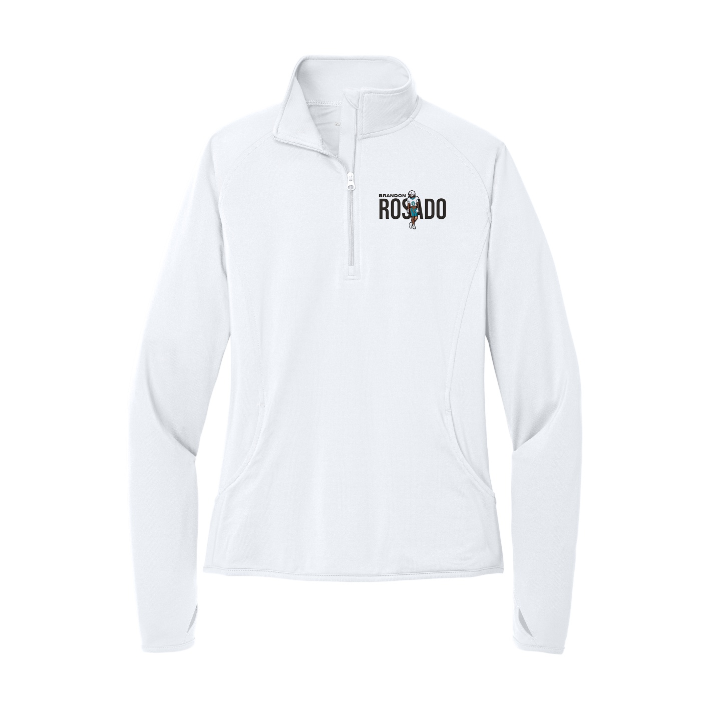 Women's Q-Zip Pullover — Player Name in White