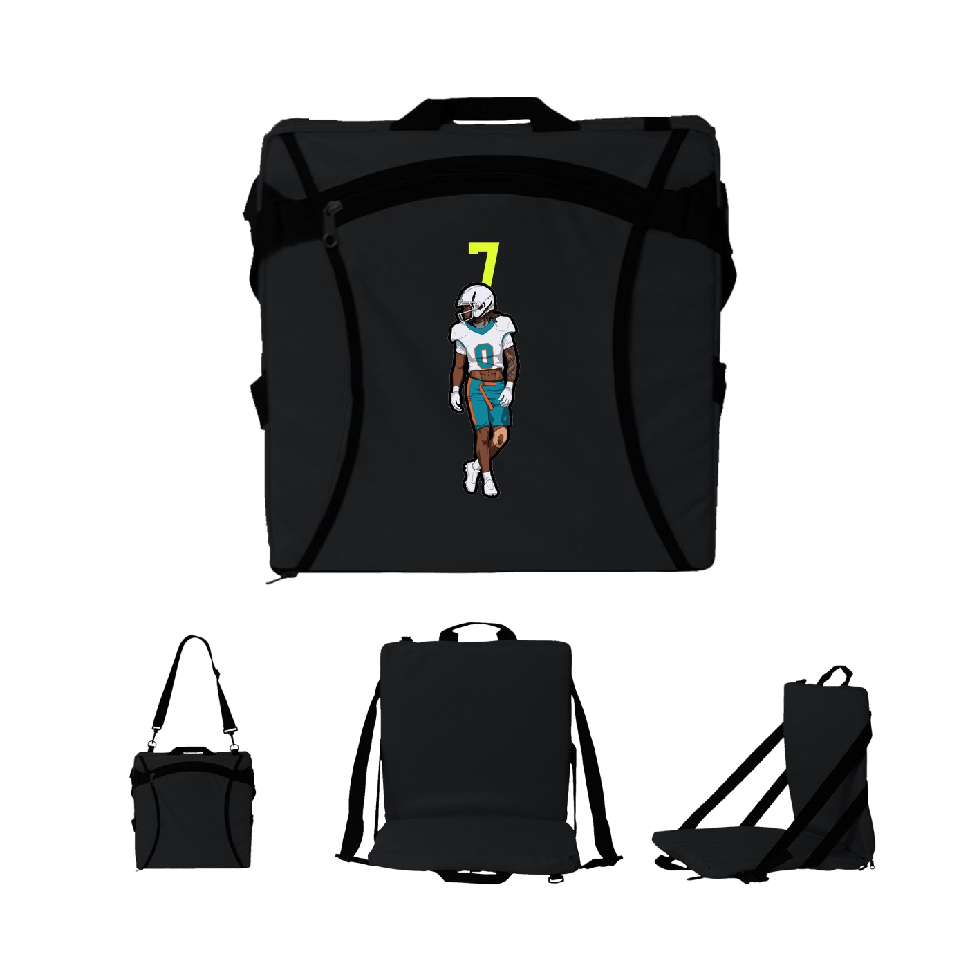 Folding Stadium Seat — Number Top in Black