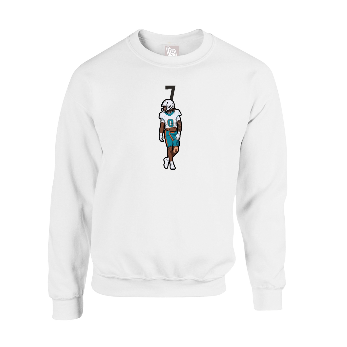 Fleece Crew — Number Top in White
