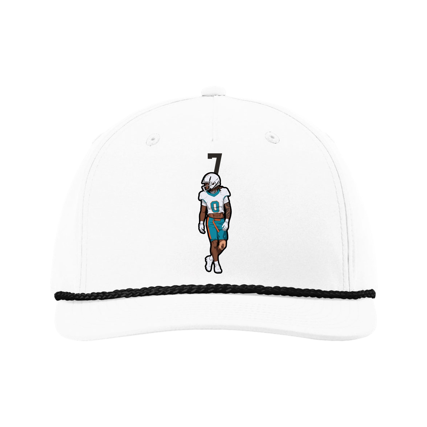 Five-Panel Classic Rope Cap — Number Top in White