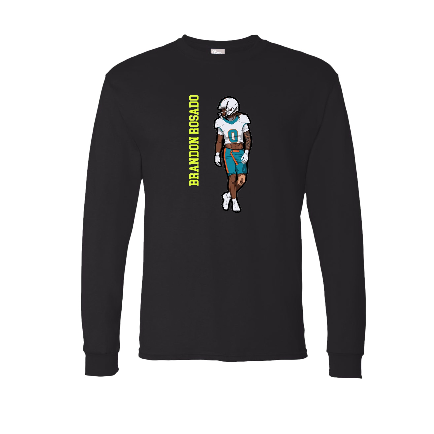 Long Sleeve Tee — Name Vertical in Black