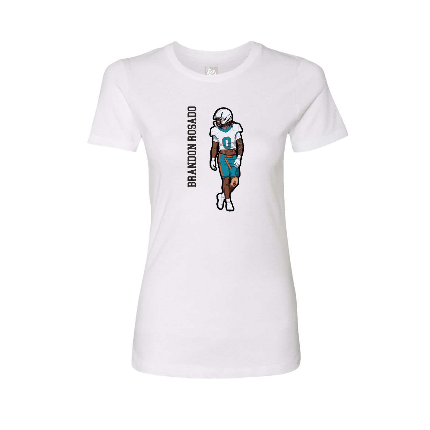 Fitted Women's Tee — Name Vertical in White