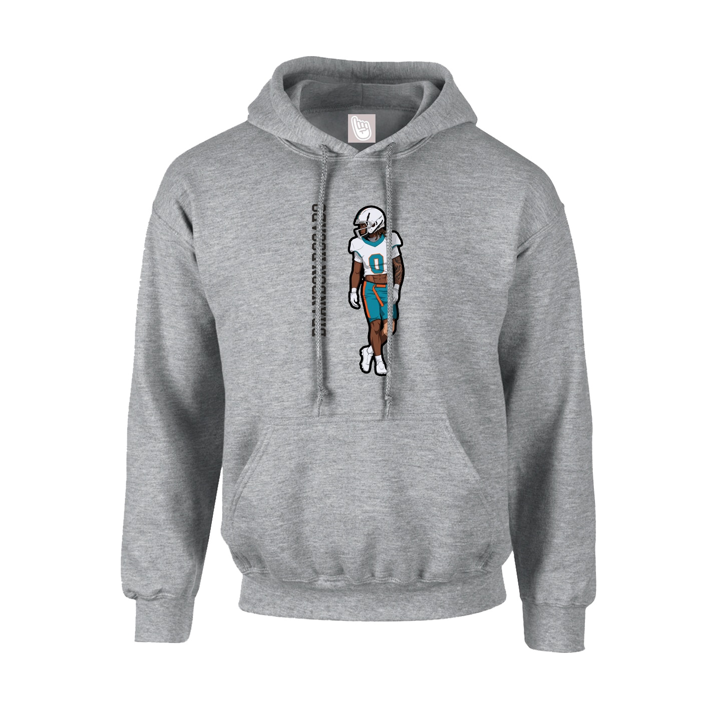 Hoodie — Name Vertical in Grey
