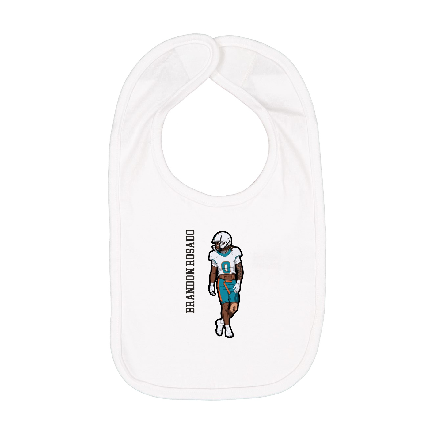 Infant Bib — Name Vertical in White