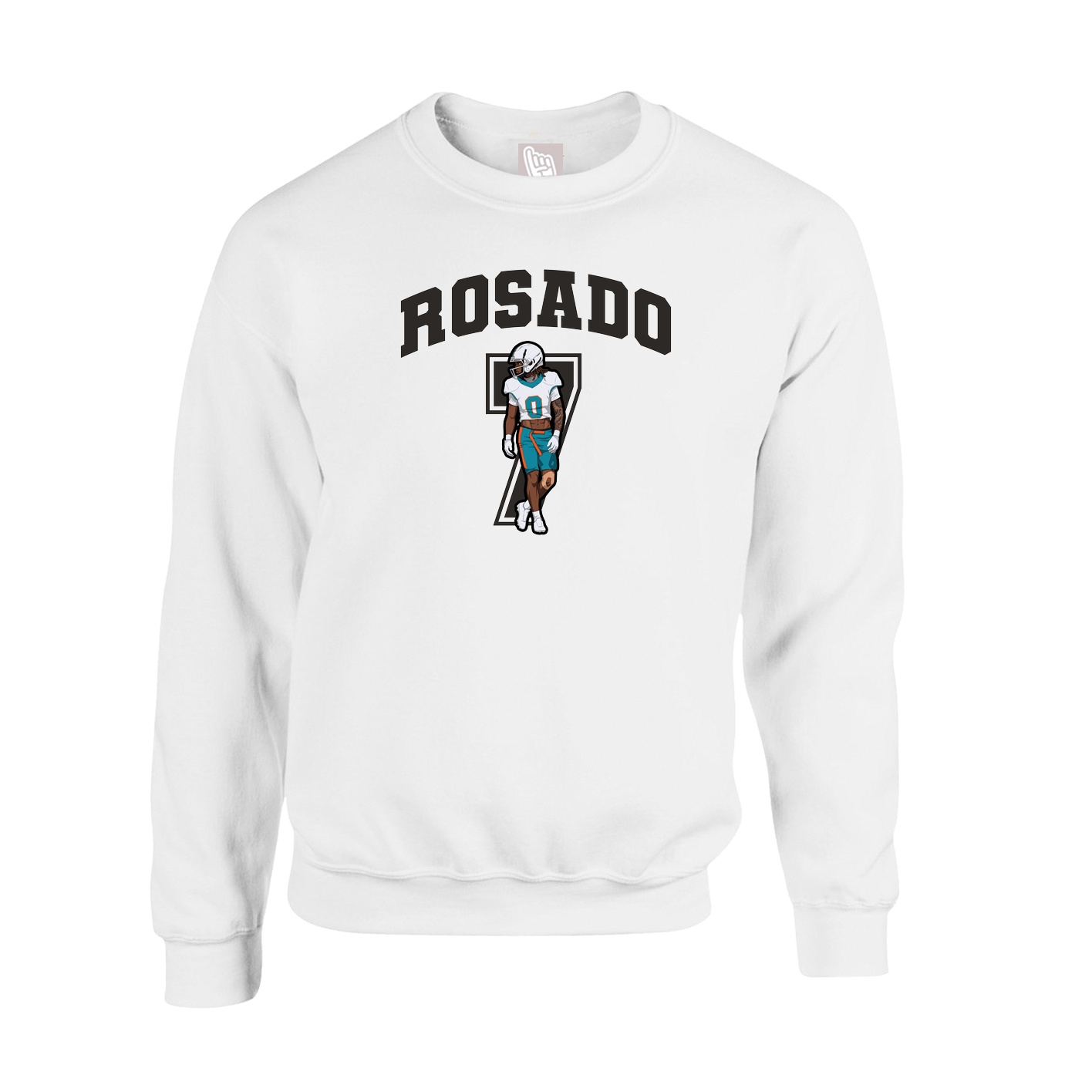 Fleece Crew — Number in White