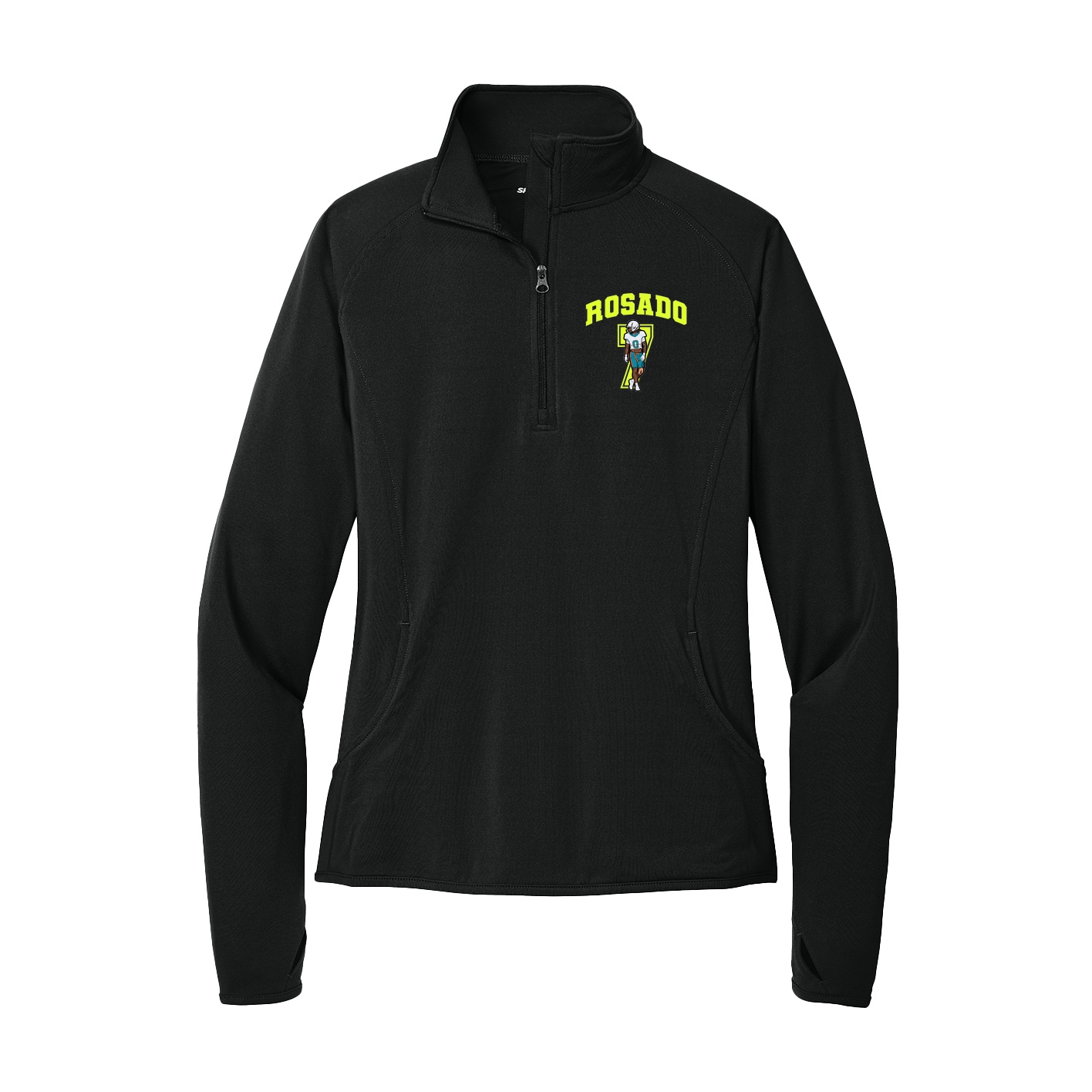 Women's Q-Zip Pullover — Number in Black