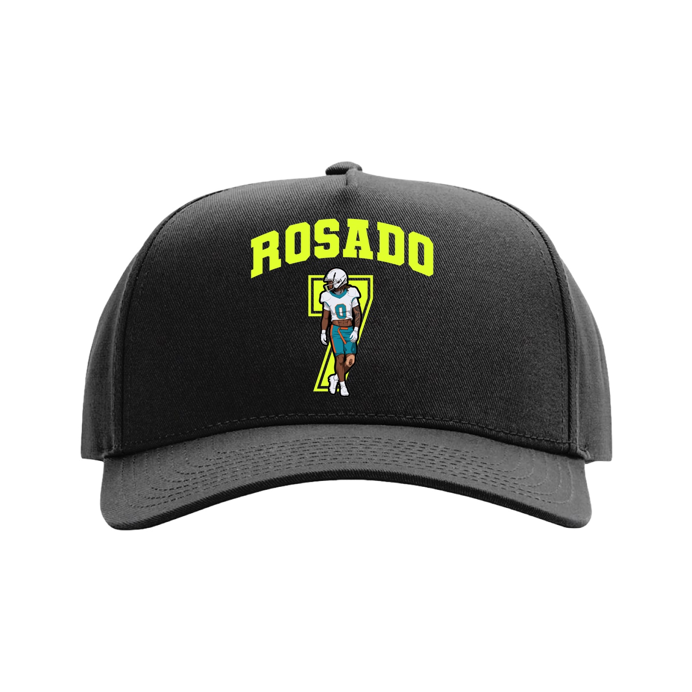 Full Fabric Five-Panel Champ Cap — Number in Black