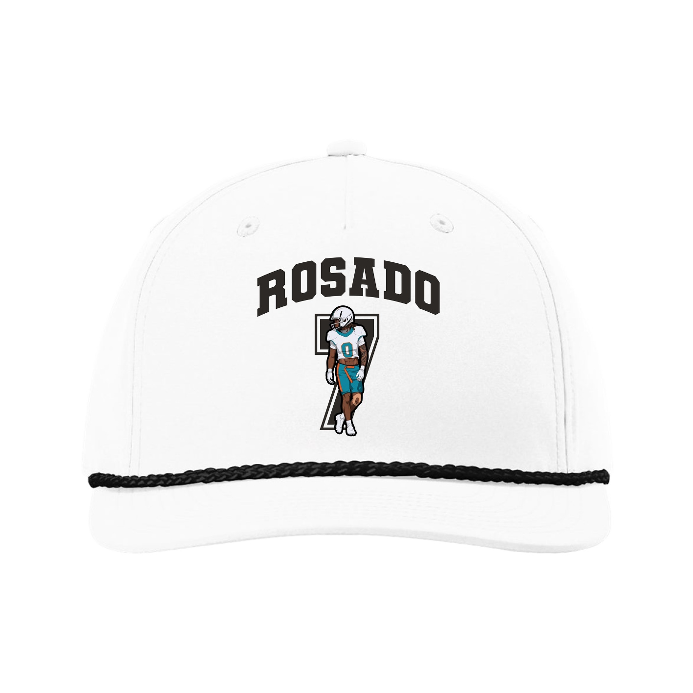 Five-Panel Classic Rope Cap — Number in White