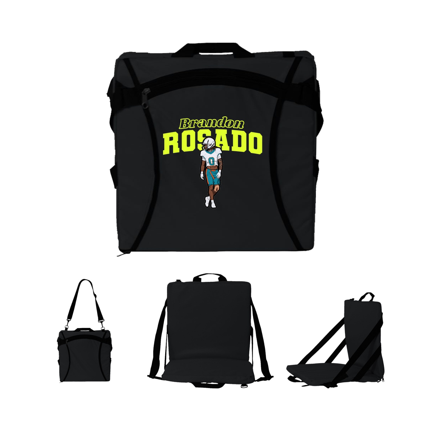 Folding Stadium Seat — Name Arch in Black