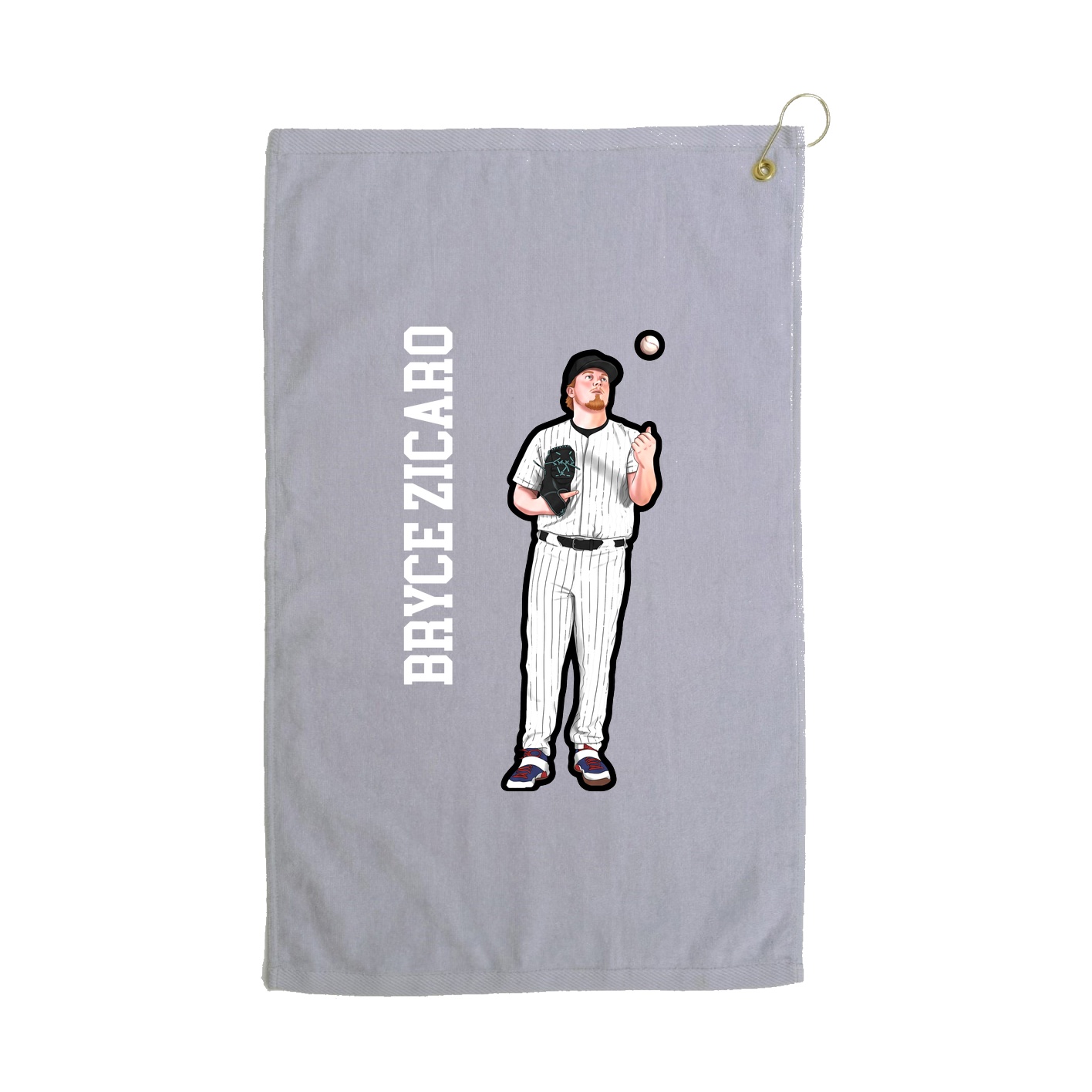 Golf Towel — Name Vertical in Grey