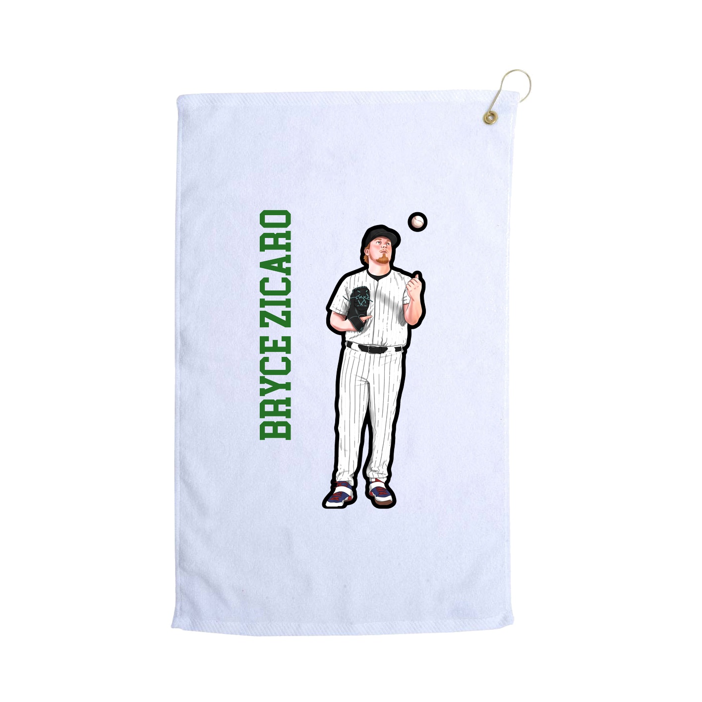 Golf Towel — Name Vertical in White