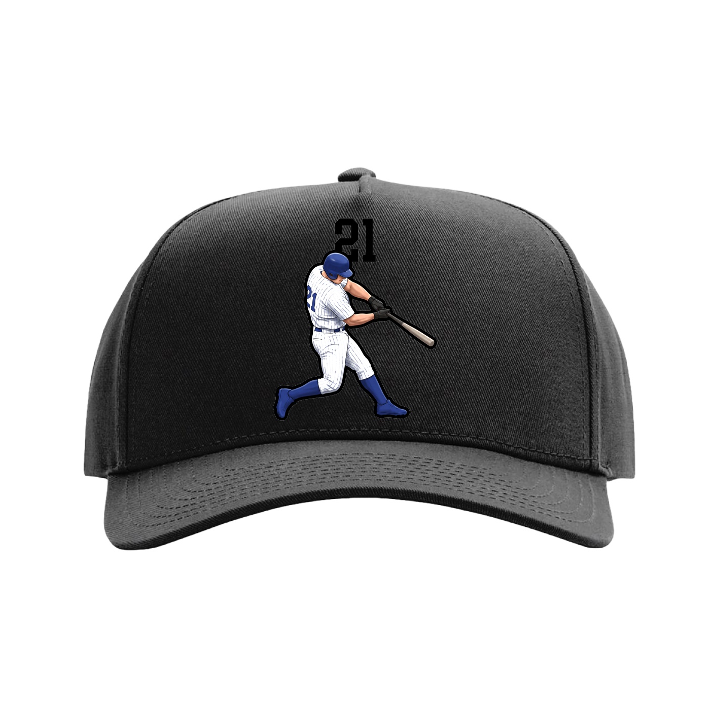 Full Fabric Five-Panel Champ Cap — Number Top in Black