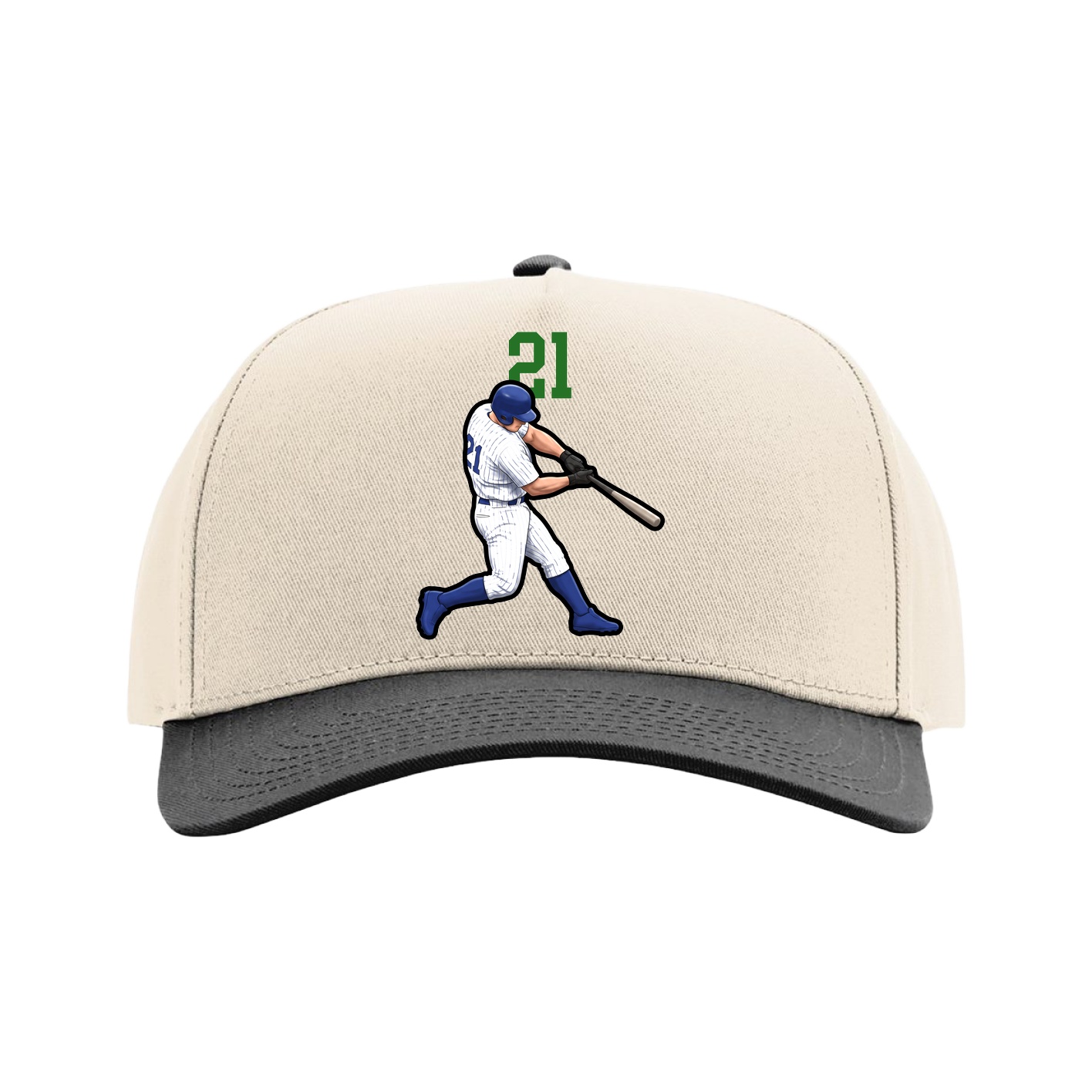 Full Fabric Five-Panel Champ Cap — Number Top in Cream/Black