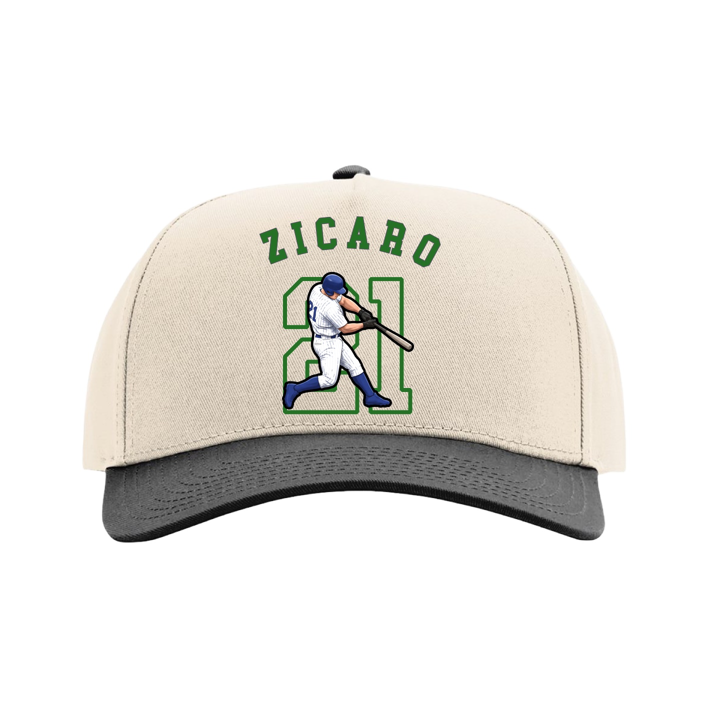 Full Fabric Five-Panel Champ Cap — Shirsey Arch in Cream/Black
