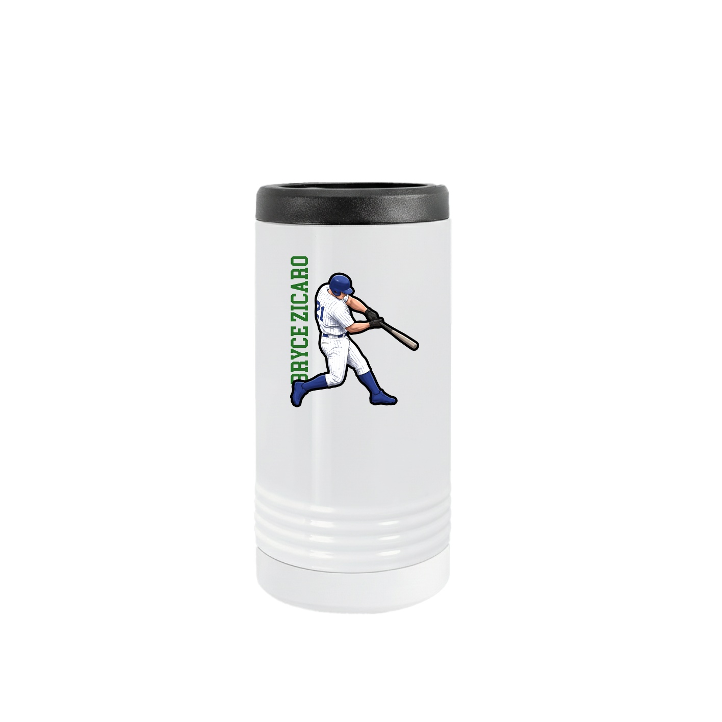 Slim Beverage Holder — Name Vertical in White