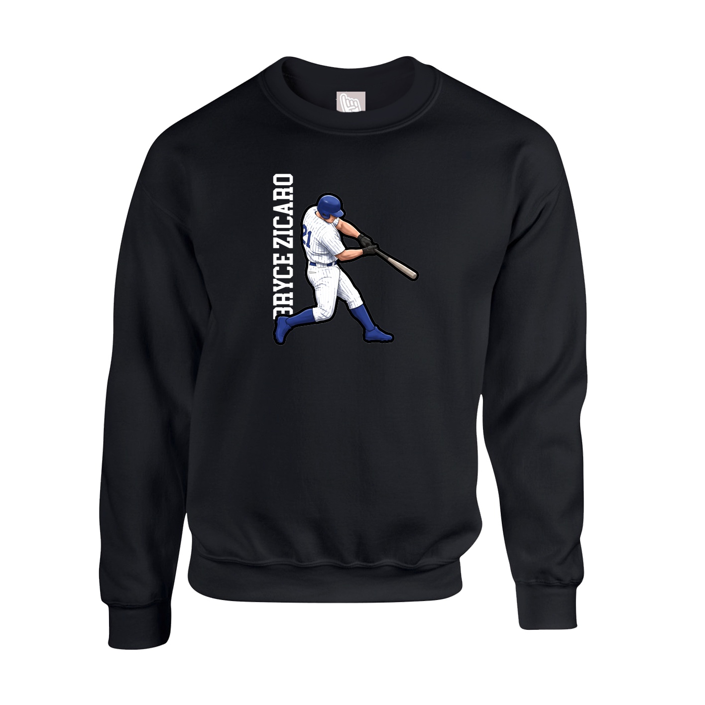 Fleece Crew — Name Vertical in Black