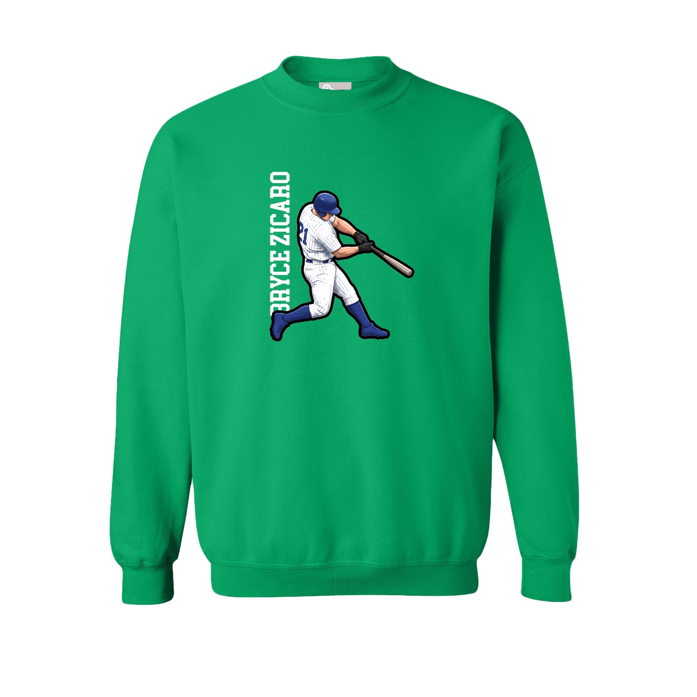 Fleece Crew — Name Vertical in Green
