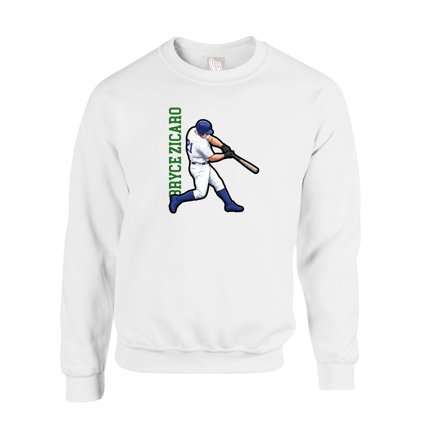 Fleece Crew — Name Vertical in White
