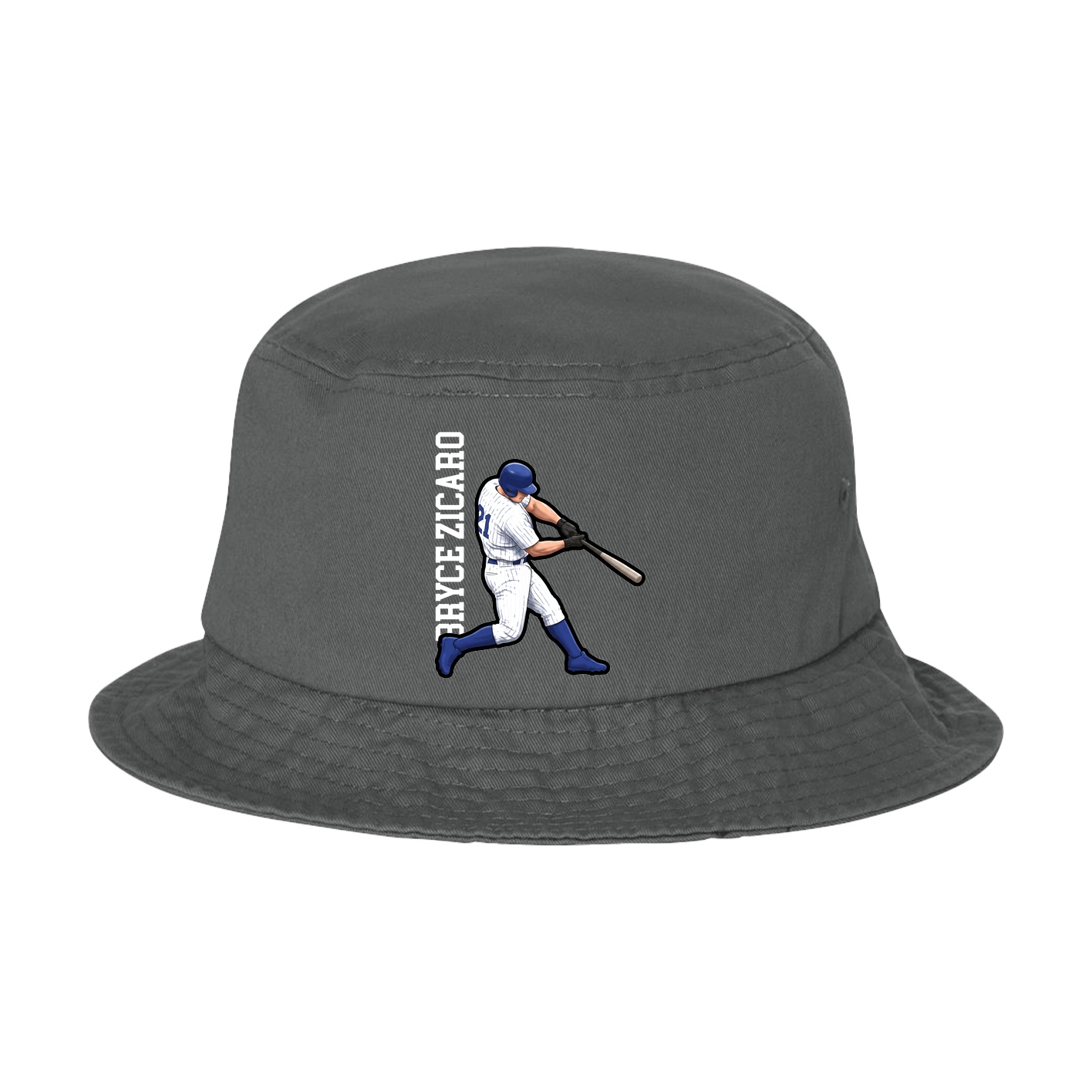 Bucket Cap — Name Vertical in Grey