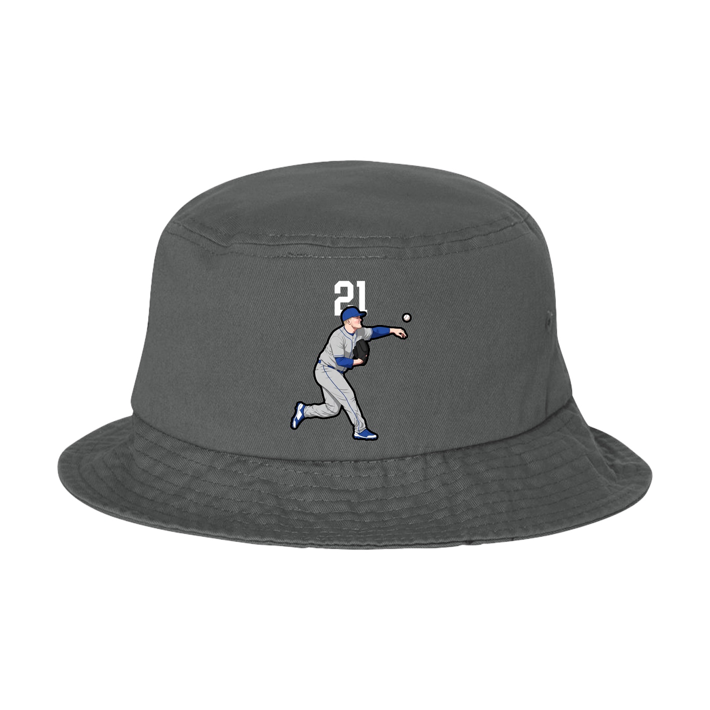 Bucket Cap — Number Top in Grey