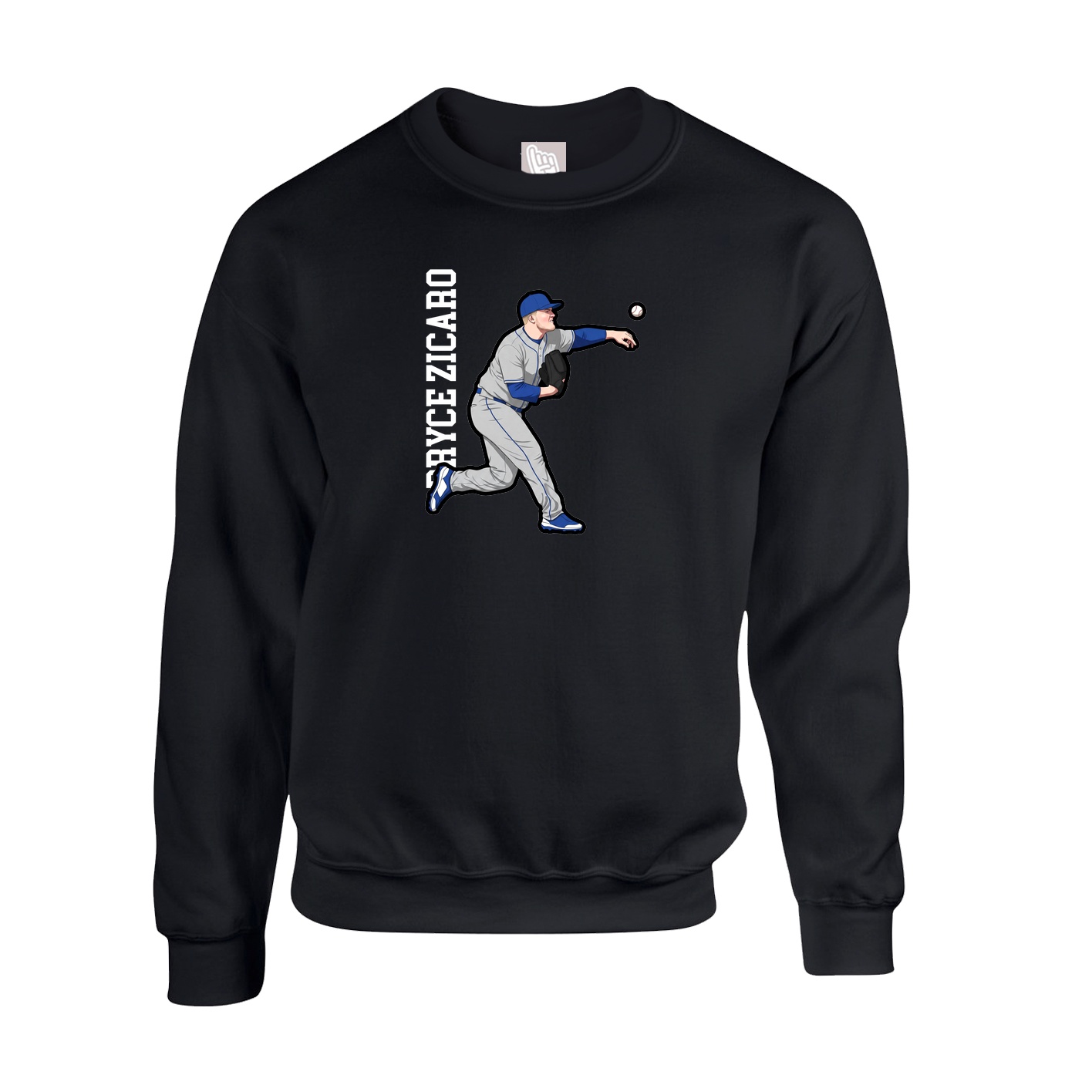 Fleece Crew — Name Vertical in Black