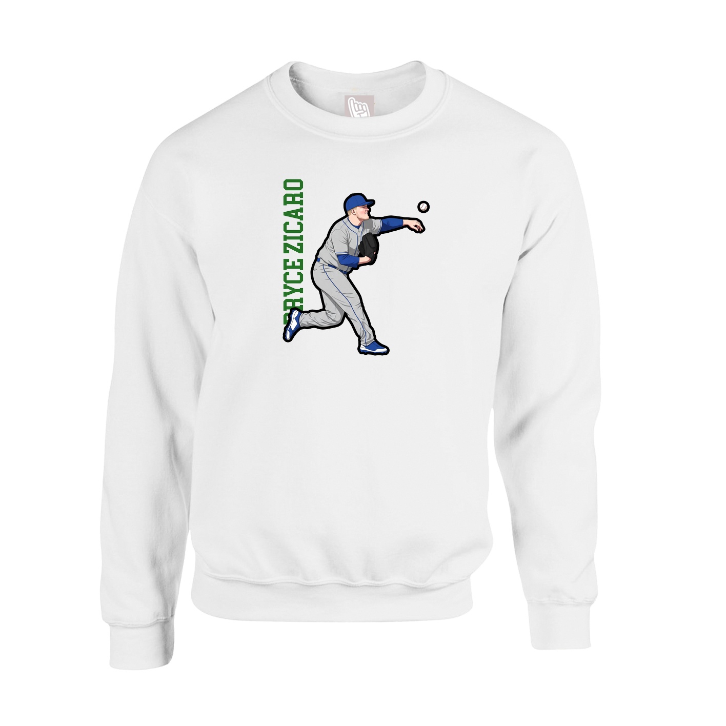 Fleece Crew — Name Vertical in White