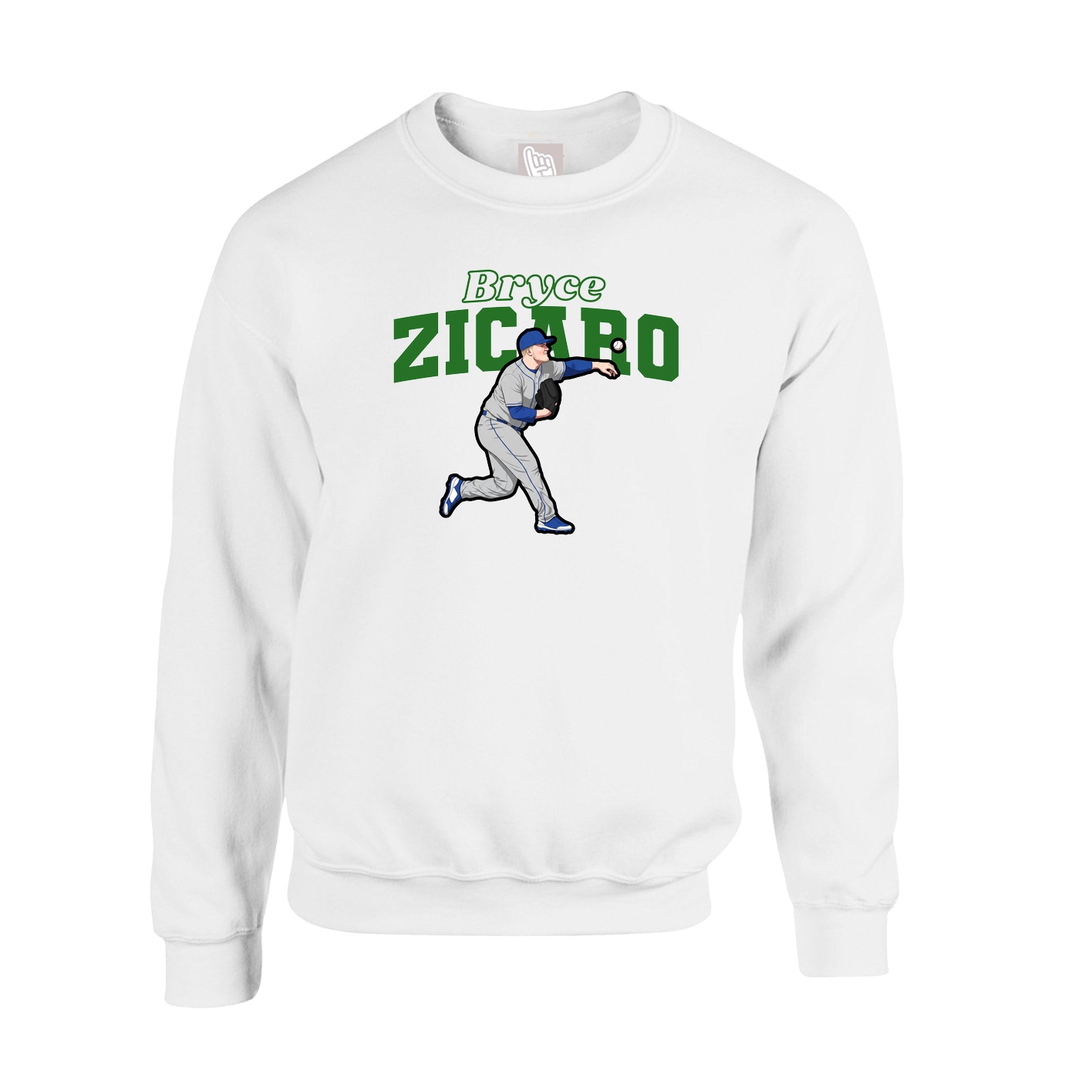 Fleece Crew — Name Arch in White