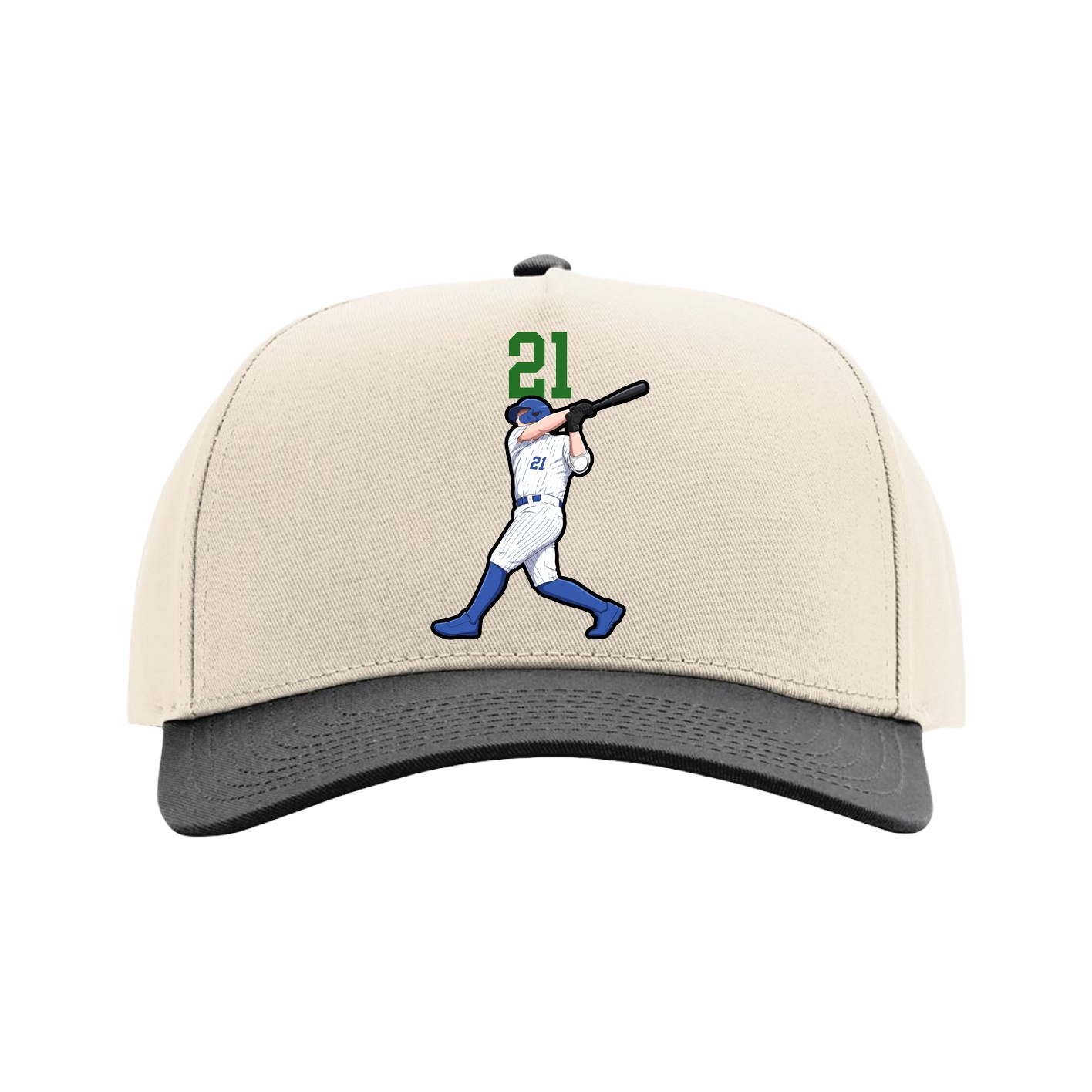 Full Fabric Five-Panel Champ Cap — Number Top in Cream/Black