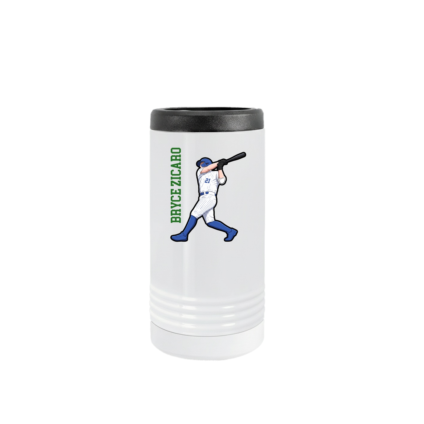 Slim Beverage Holder — Name Vertical in White