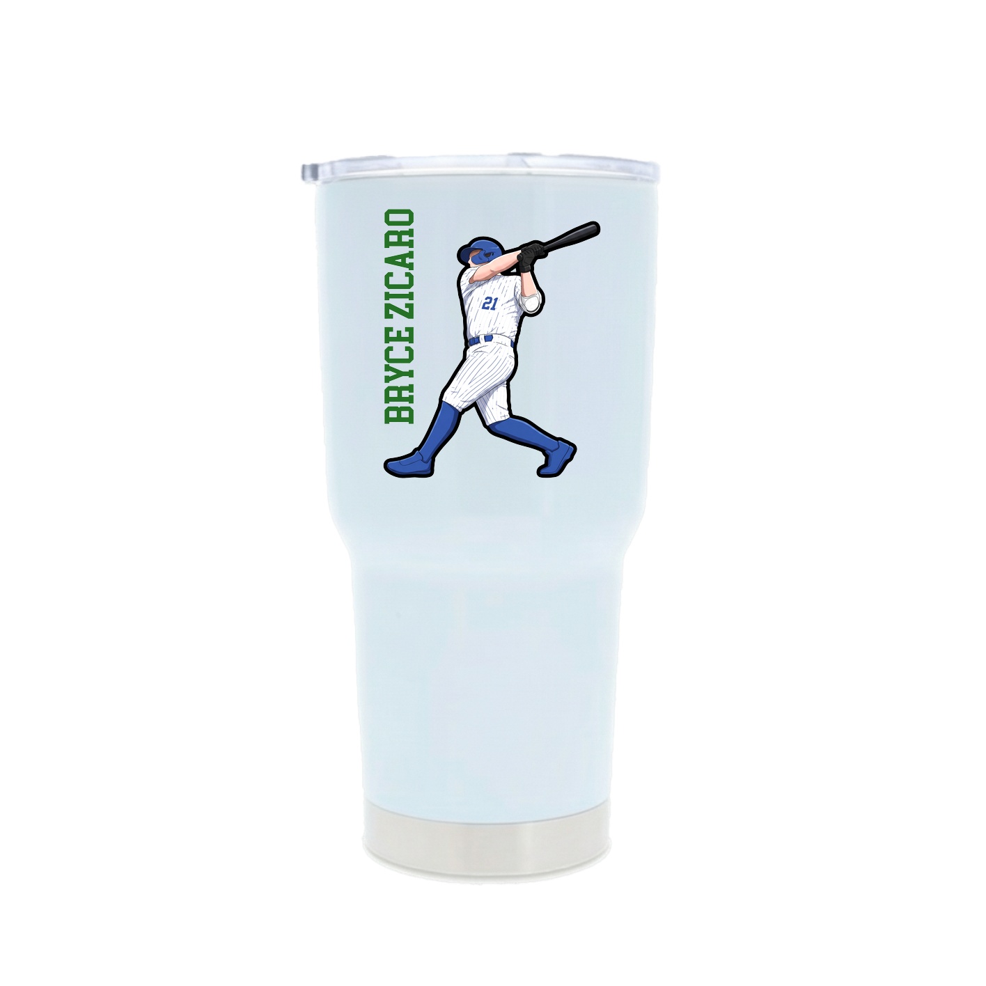 30oz Stainless Steel Tumbler — Name Vertical in White